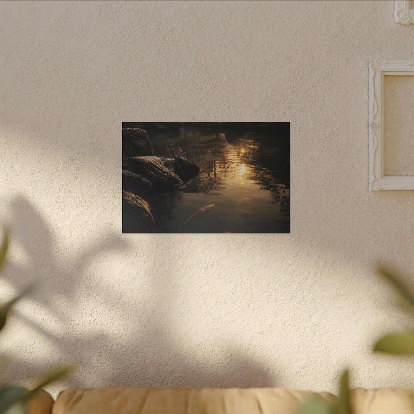Winter Koi Pond Shadow Zen Canvas Art | Bold Decor