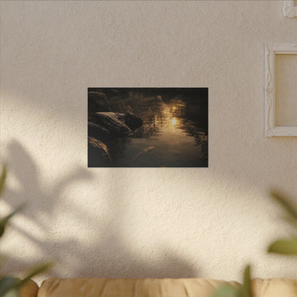 Winter Koi Pond Shadow Zen Canvas Art | Bold Decor