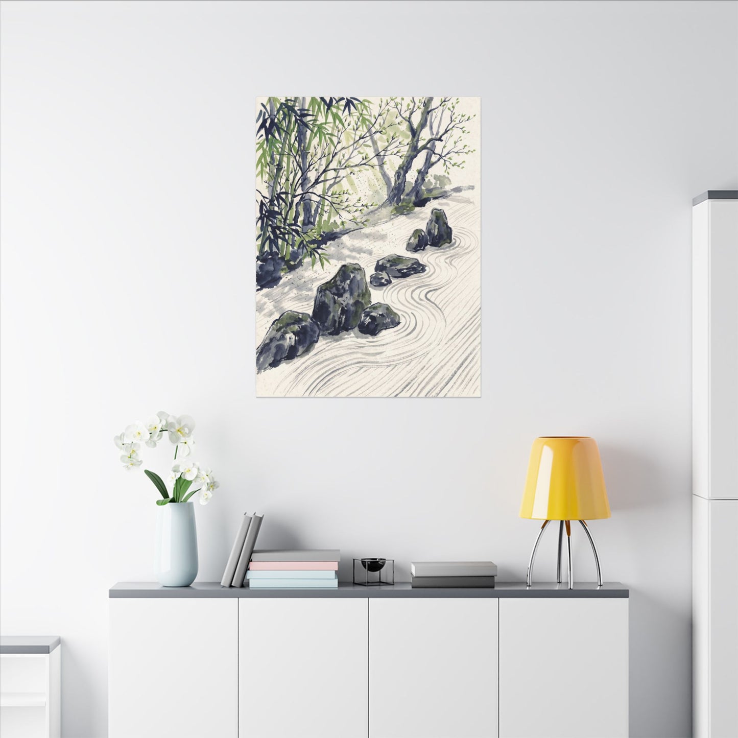Dappled Rock Garden Canvas Art - Zen Mono No Aware