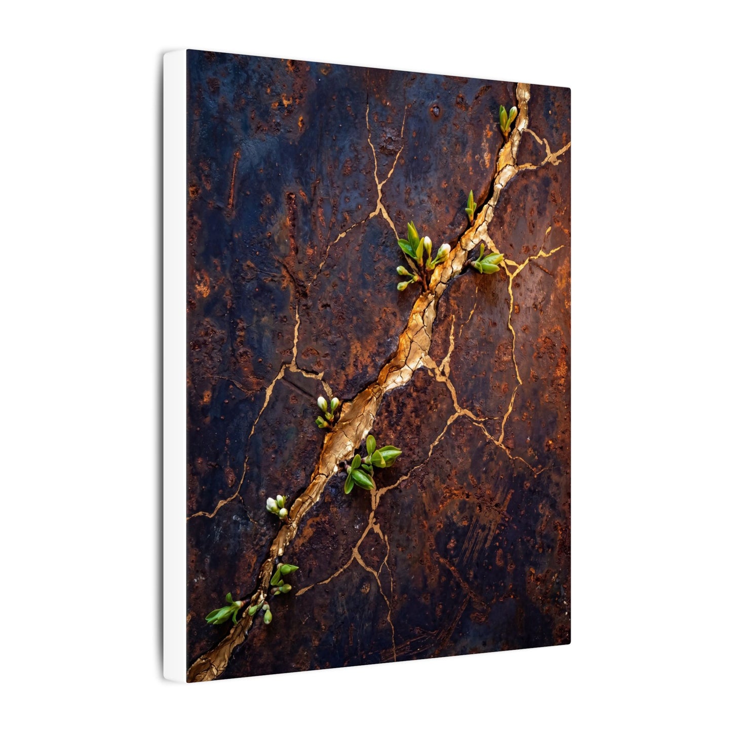 Rust Patina Spring Canvas Art | Kintsugi Resilient Design