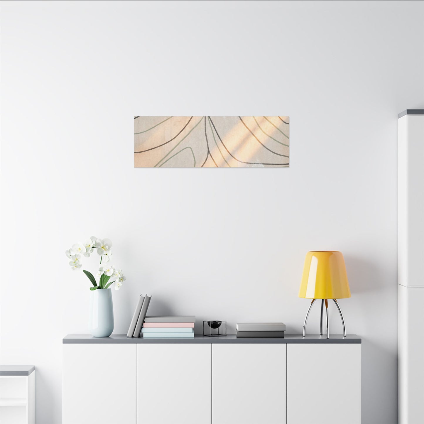 Shoji Screen Minimal Line Canvas Art | Warm Japandi Art