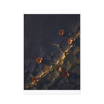Cracked Earth Canvas Art | Autumn Dark Japandi Dark Texture Art