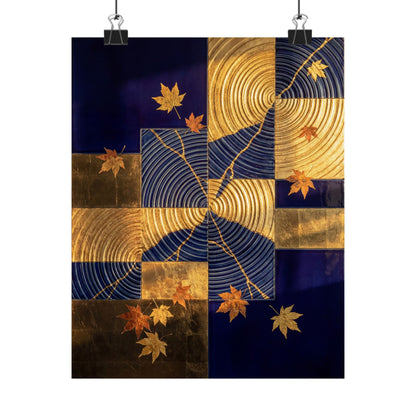 Water Ripple Autumn Wall Art Print | Kintsugi Beautiful Design Art Print