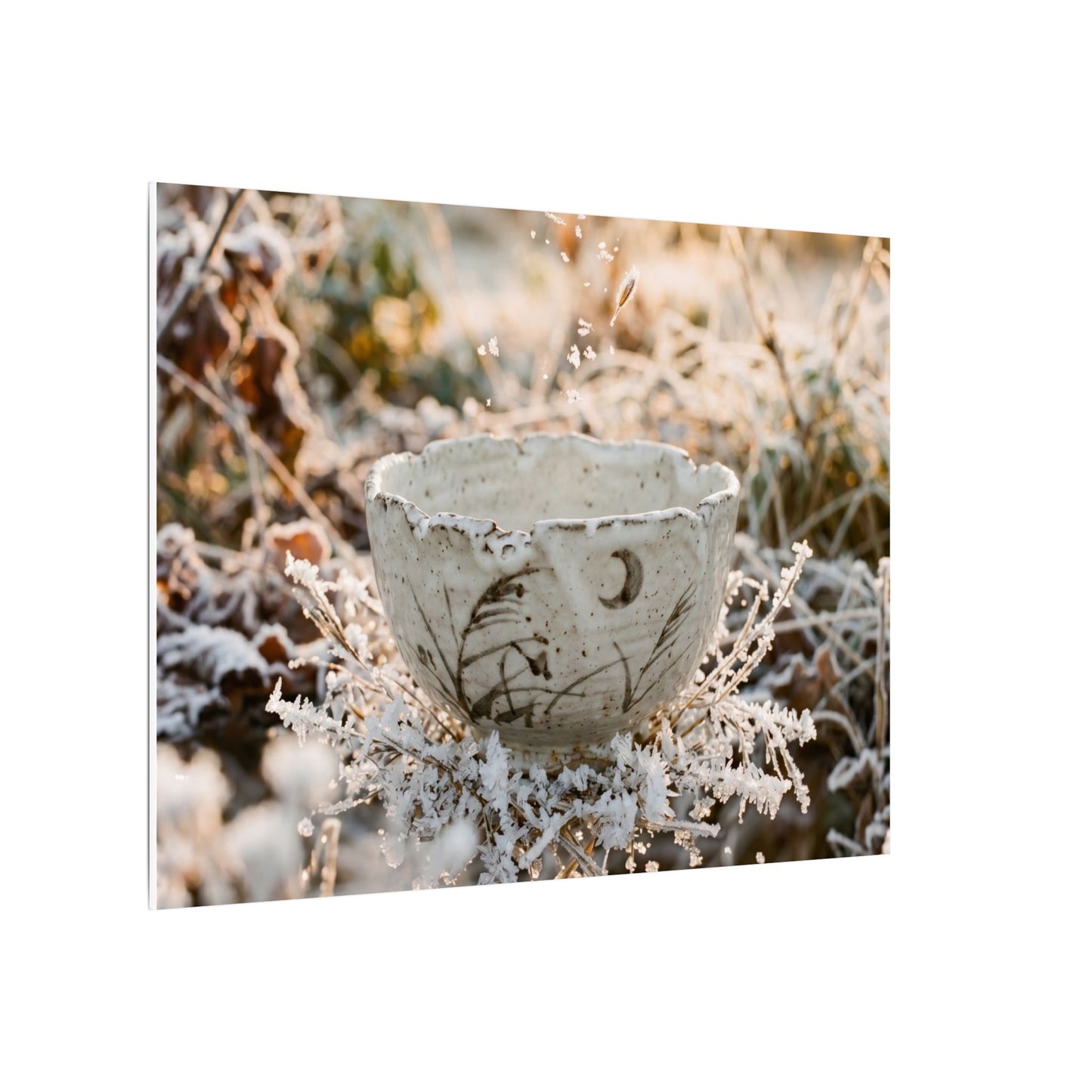 Japandi Ceramic Bowl in Golden Hour | Japanese Pattern Canvas Art
