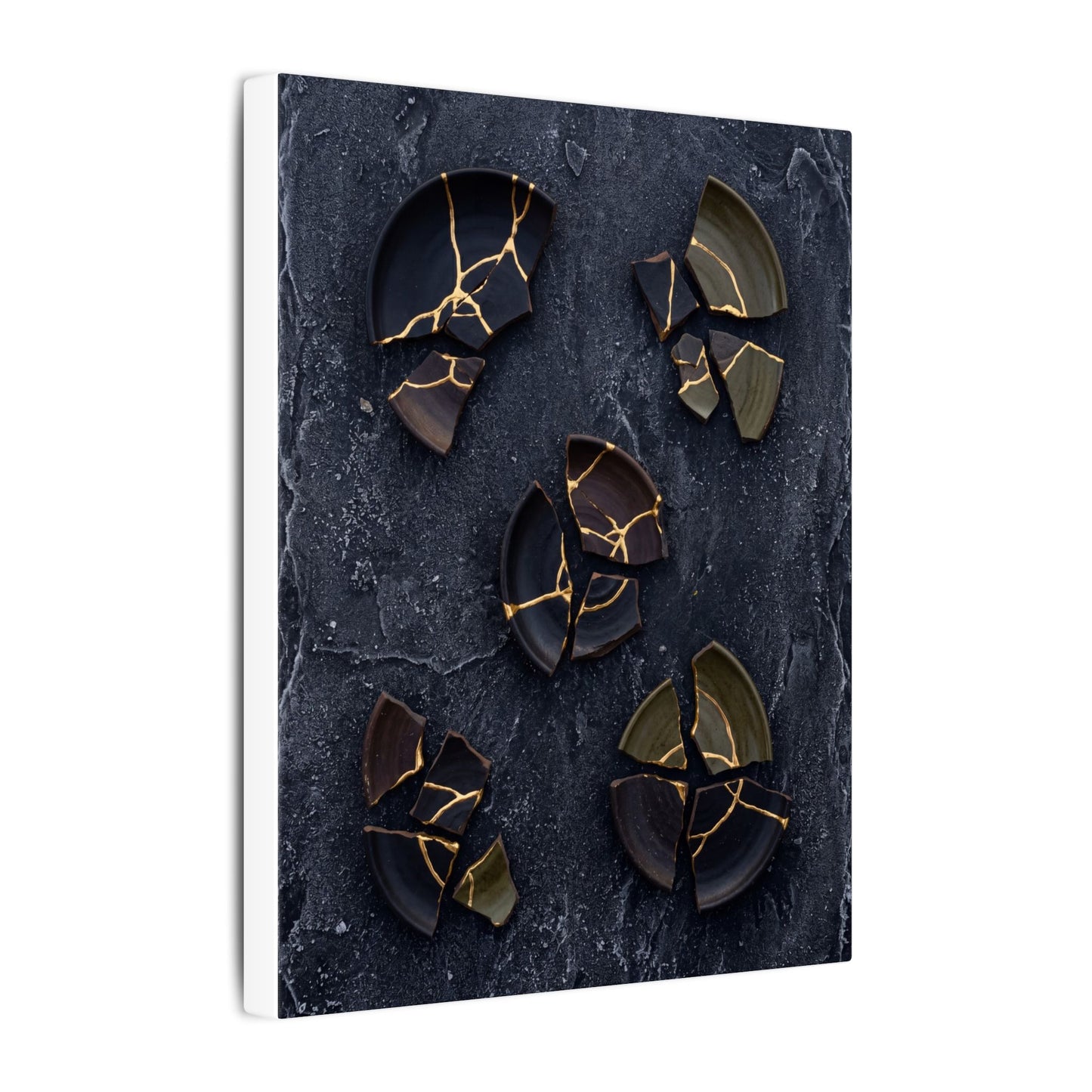Broken Pottery Canvas Art | Winter Dark Japandi Shadow Zen Art