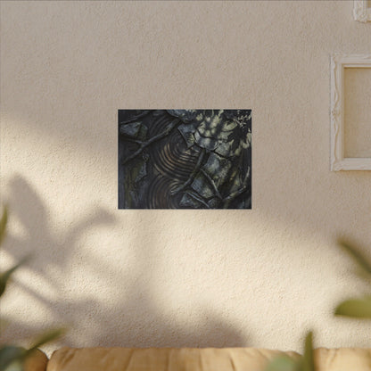 Rock Garden Canvas Art | Winter Dark Japandi Dark Texture Art