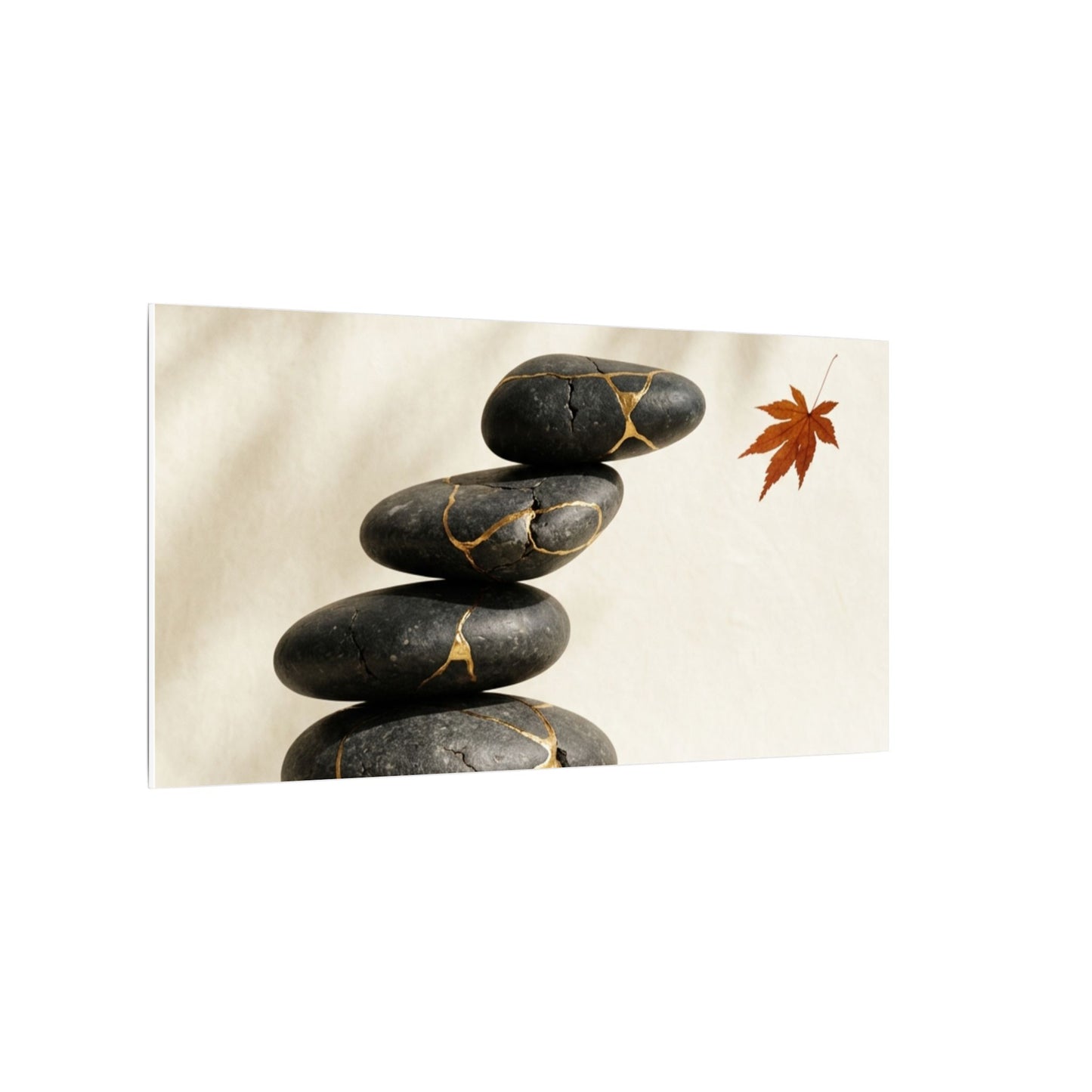 Kintsugi River Stones in Dappled | Crackle Gold Canvas Art