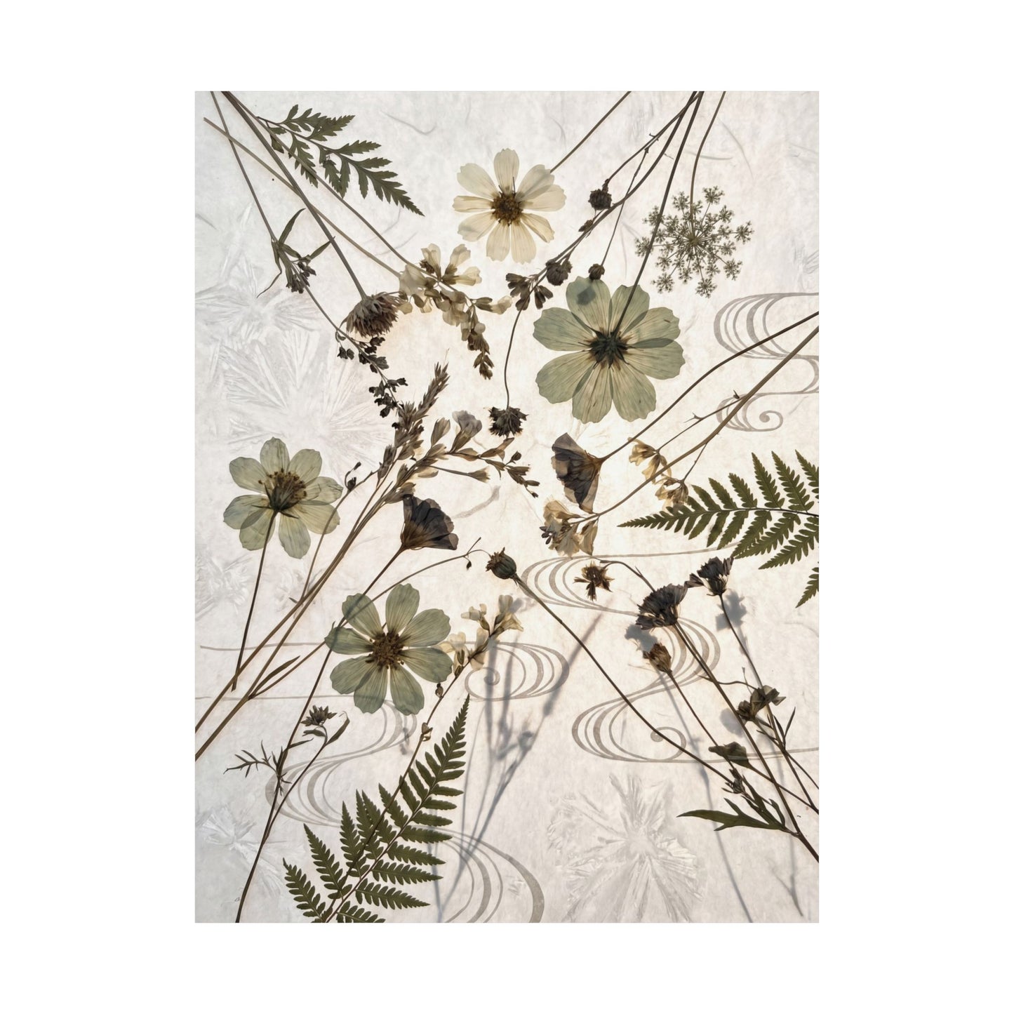 Kanso Dried Flowers Wall Art Print - Japandi Japanese Pattern