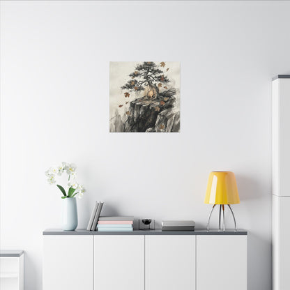 Pine Tree Autumn Canvas Art | Japandi Earthy Design