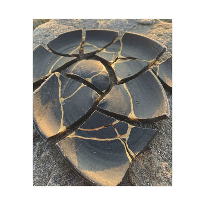 Broken Pottery Winter Canvas Art | Kintsugi Resilient Design