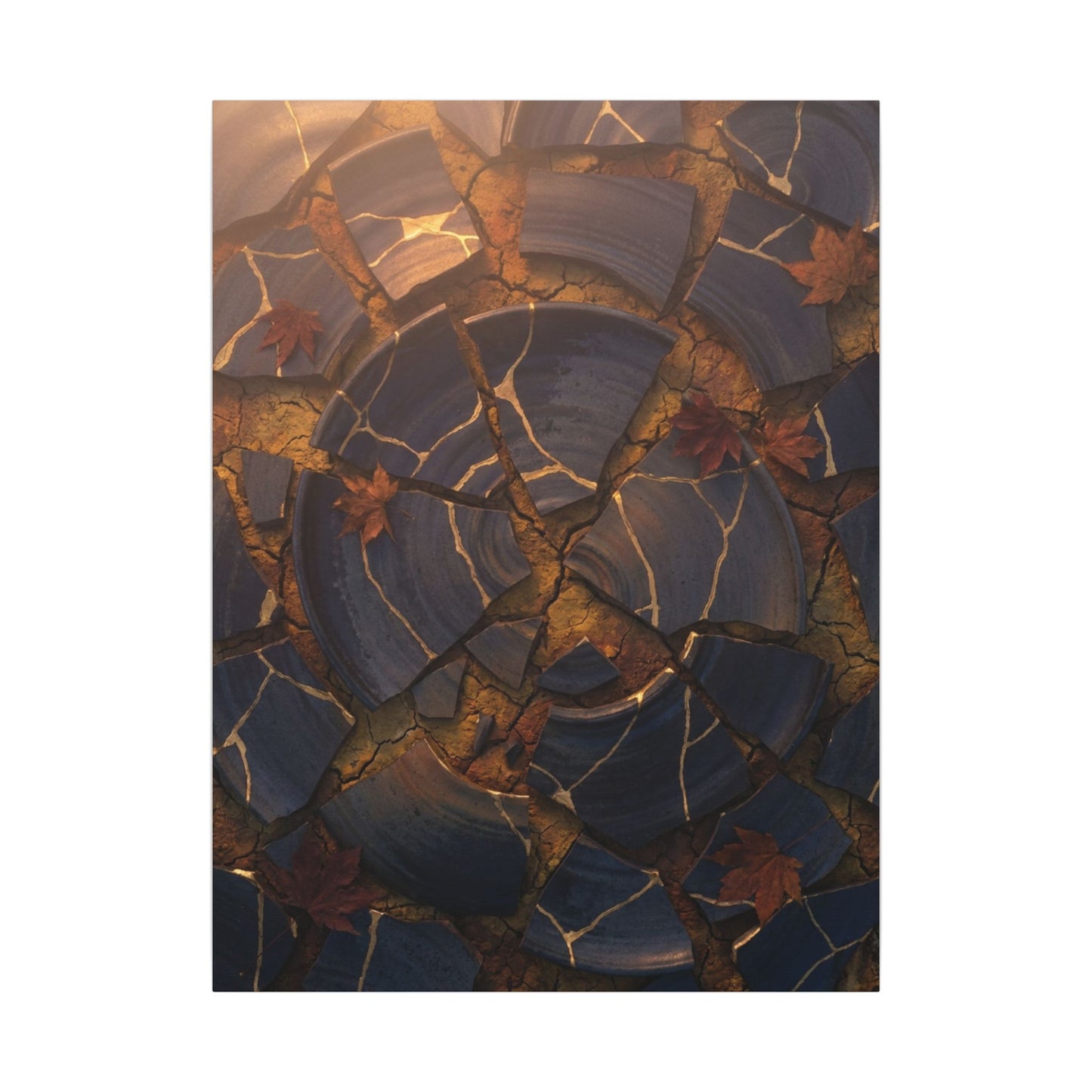 Autumn Cracked Earth Gold Repair Canvas Art | Philosophical Decor