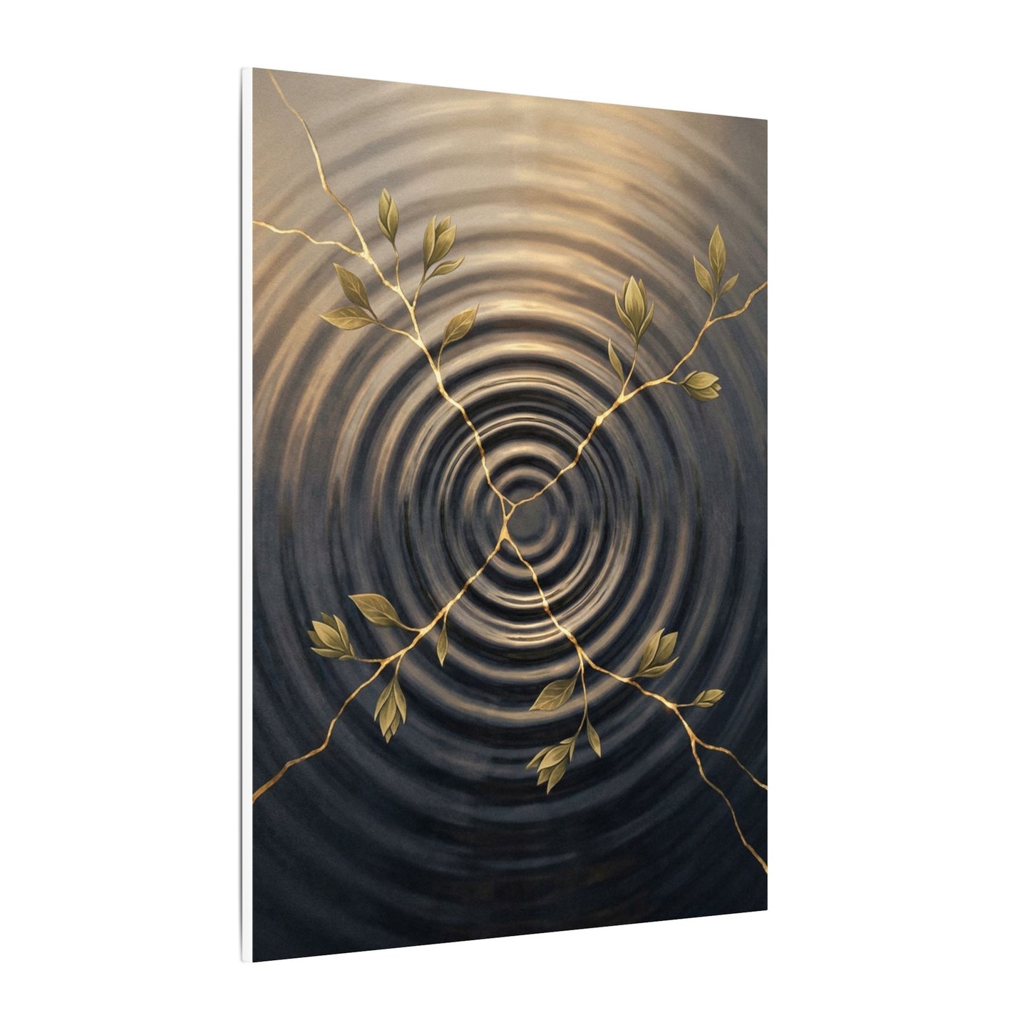Kanso Water Ripple Canvas Art - Kintsugi Gold Vein