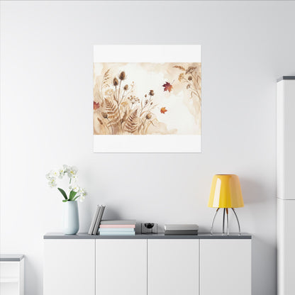 Dried Flowers Canvas Art | Autumn Japandi Watercolor Art