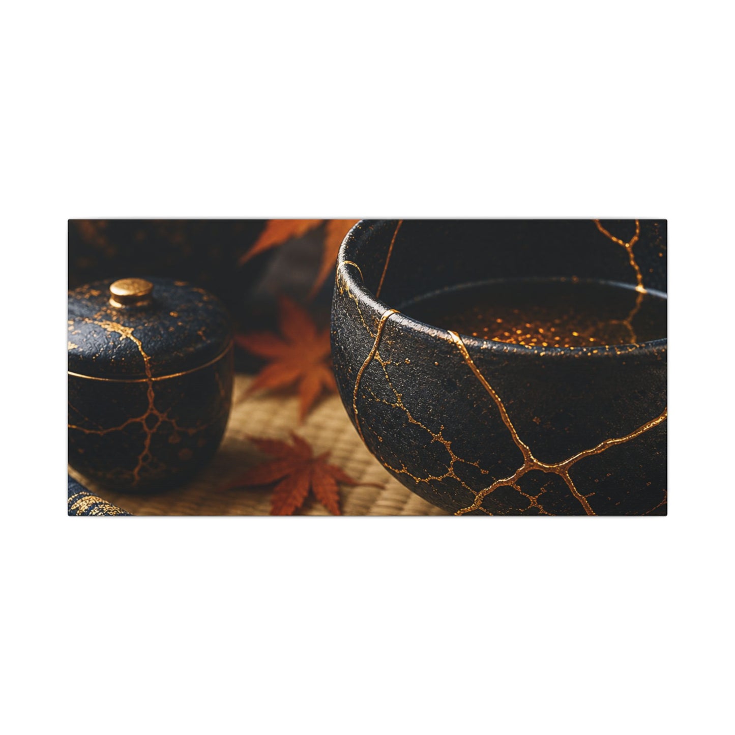 Seijaku Tea Ceremony Canvas Art - Kintsugi Gold Repair