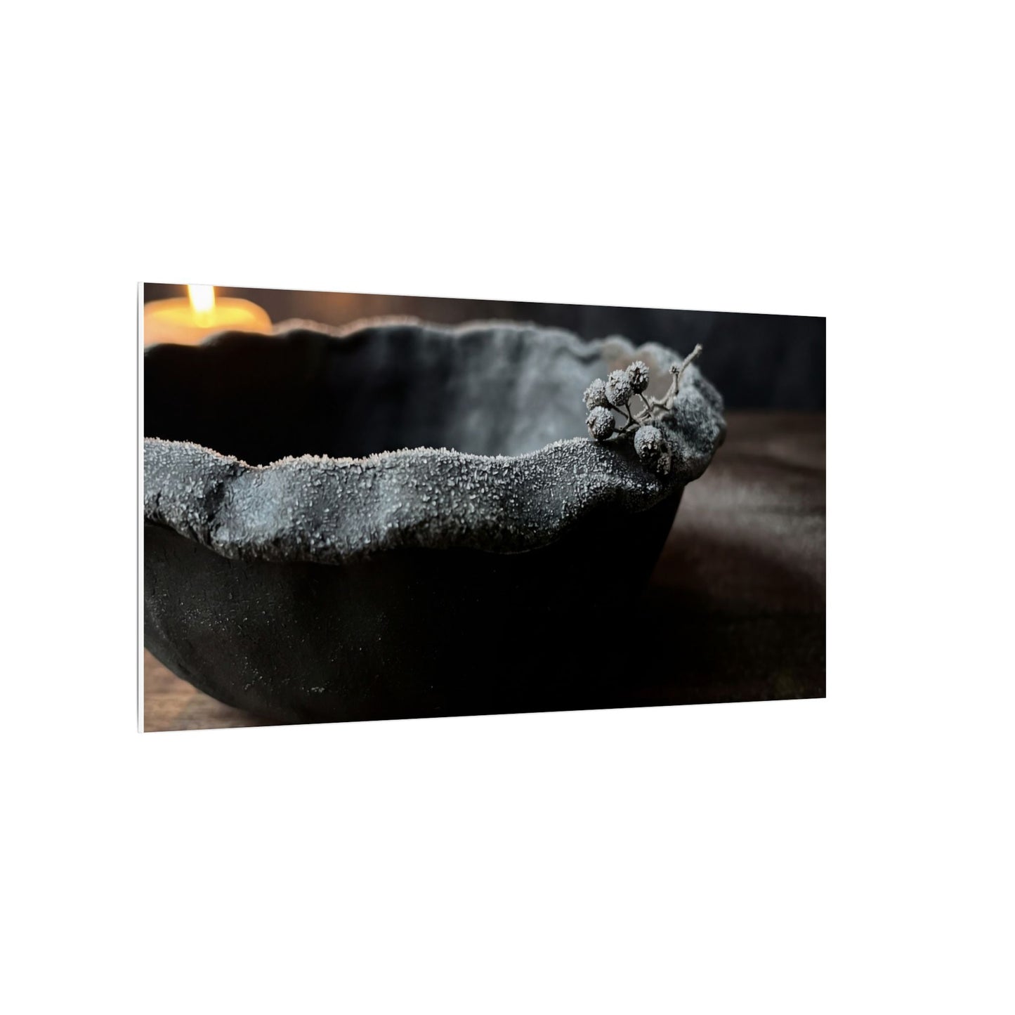 Ceramic Bowl Canvas Art | Winter Dark Japandi Shadow Zen Art