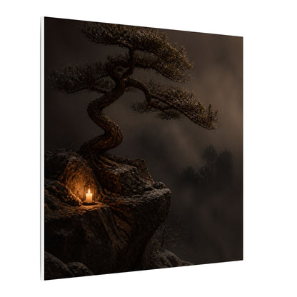 Pine Tree Shadow Zen Canvas Art | Luxurious Dark Japandi Art