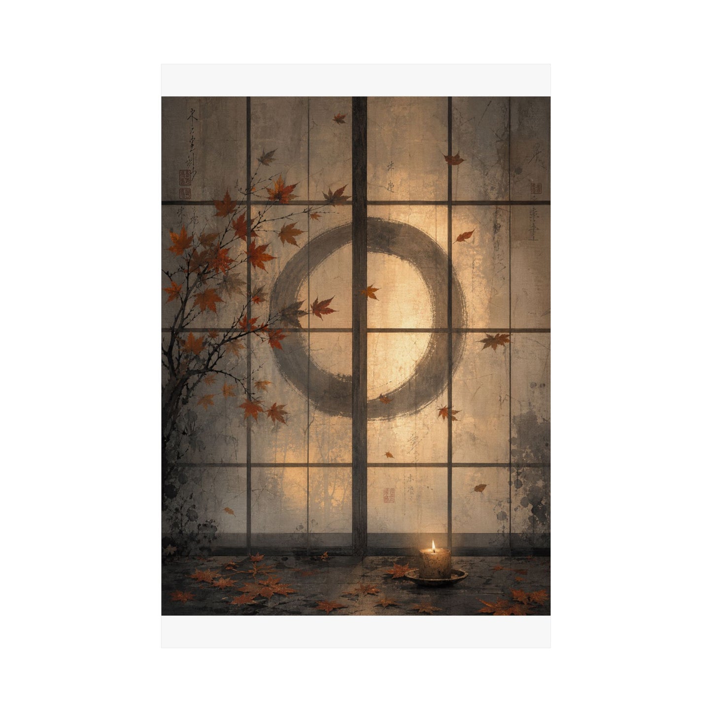 Shoji Screen Wall Art Print | Autumn Japandi Texture Art