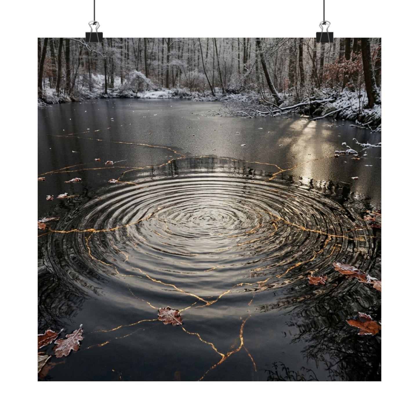 Water Ripple Wall Art Print | Winter Kintsugi Broken Beauty Art