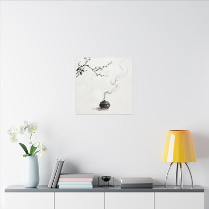 Calm Incense Smoke Canvas Art - Sumi E Zen