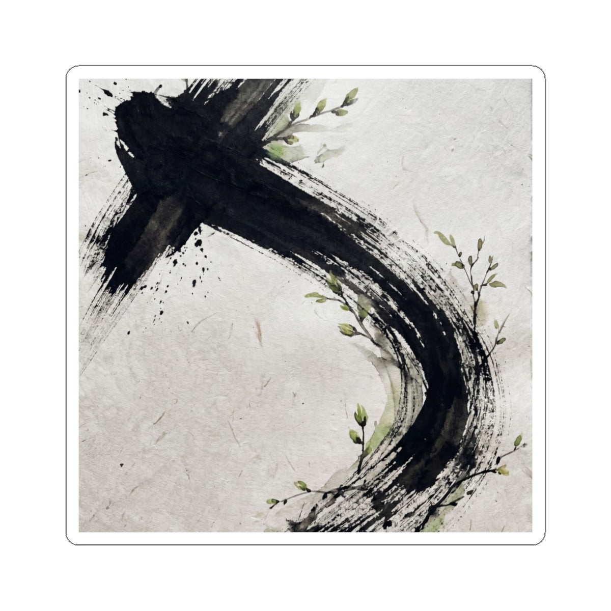 Spring Ink Brushstroke Moody Minimal Sticker | Sophisticated Decor
