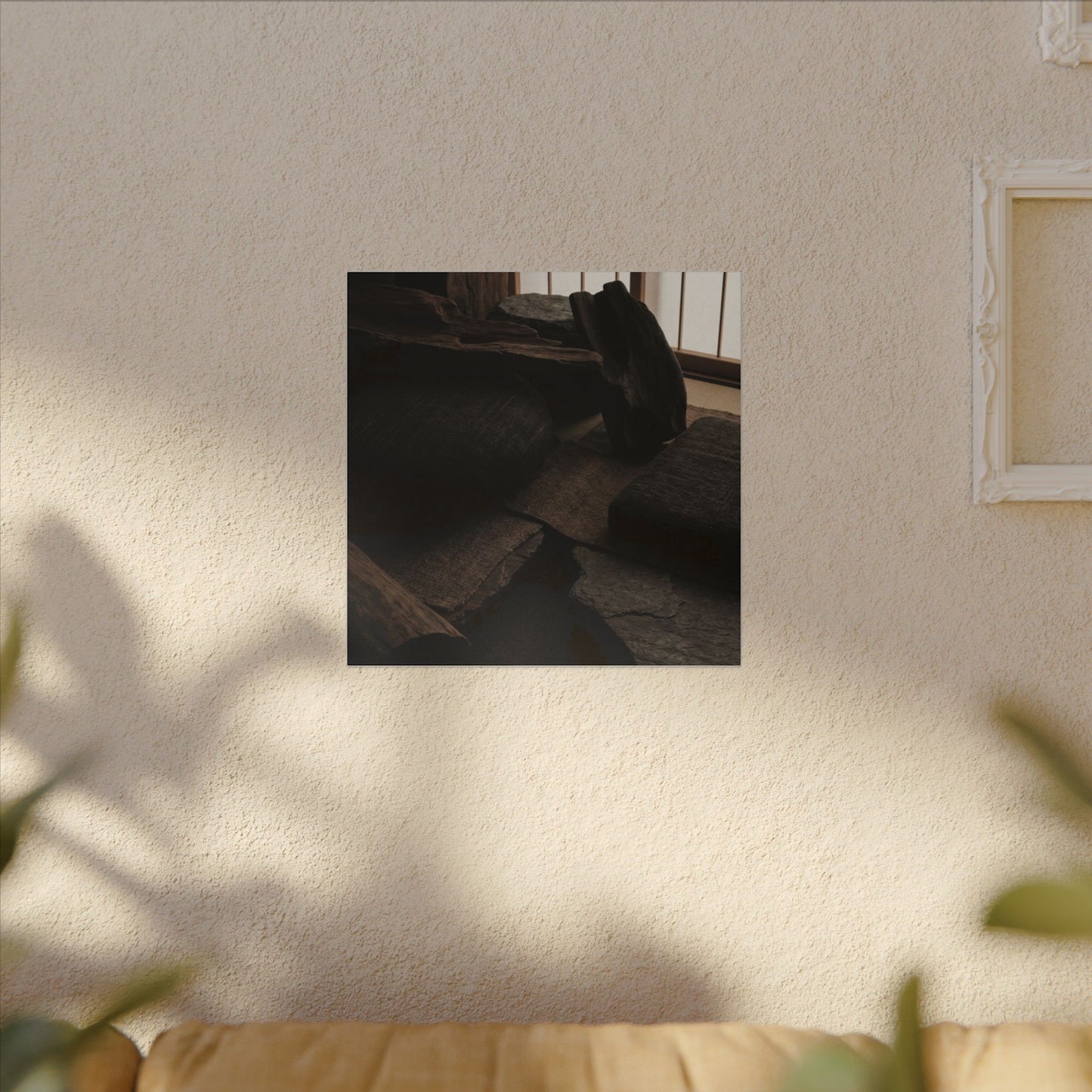 Dark Japandi Shadow Zen Canvas Art