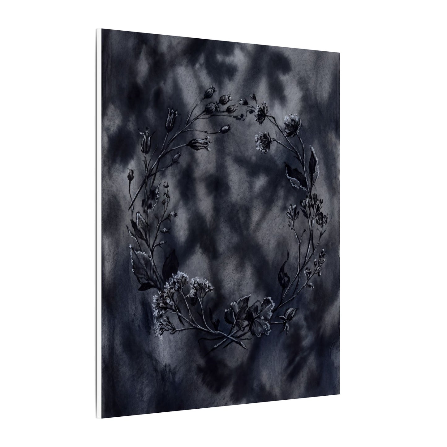 Dried Flowers Canvas Art | Winter Dark Japandi Shadow Zen Art