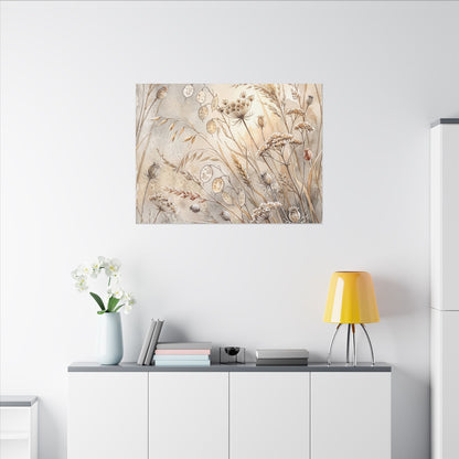 Winter Dried Flowers Watercolor Canvas Art | Warm Decor