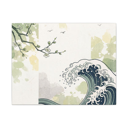 Spring Ocean Wave Ukiyo E Inspired Canvas Art | Serene Decor