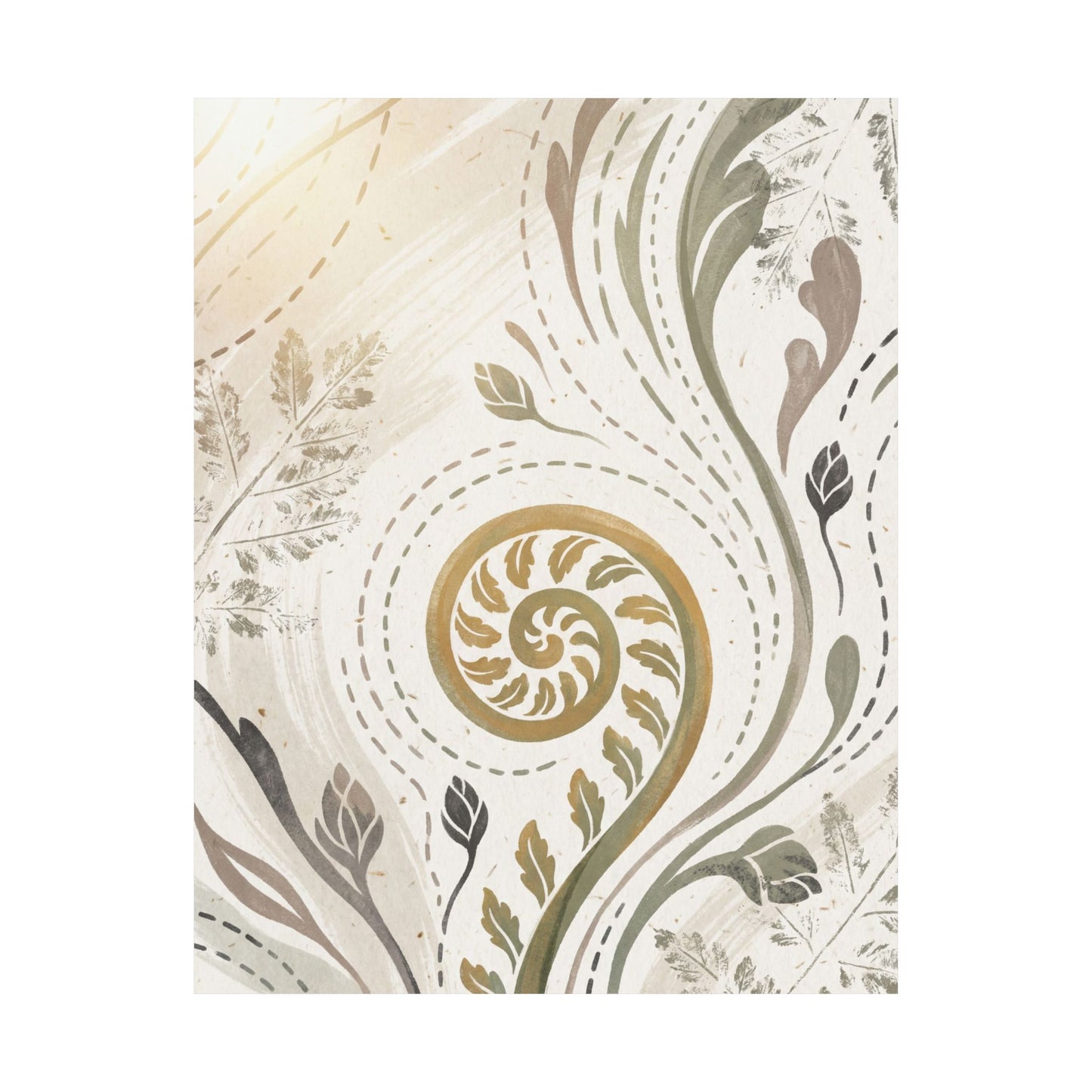 Fern Unfurling Wall Art Print | Spring Japandi Japanese Pattern Art