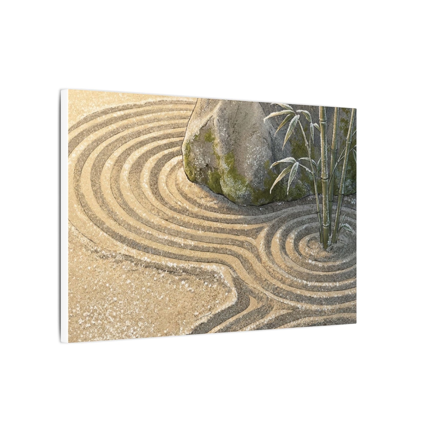 Rock Garden Winter Canvas Art | Zen Peaceful Design