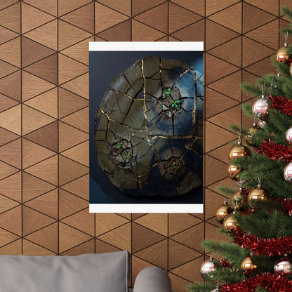 Moonlight Cracked Earth Wall Art Print - Dark Japandi Kanso