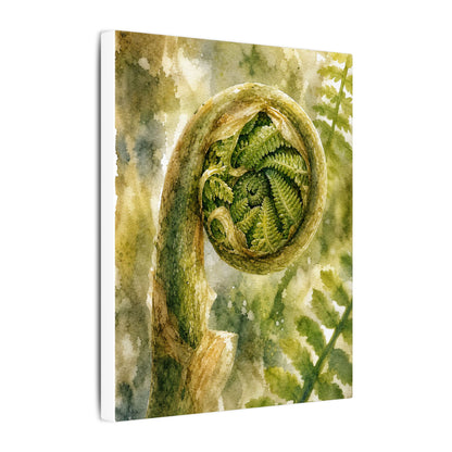 Japandi Fern Unfurling in Dappled | Watercolor Canvas Art