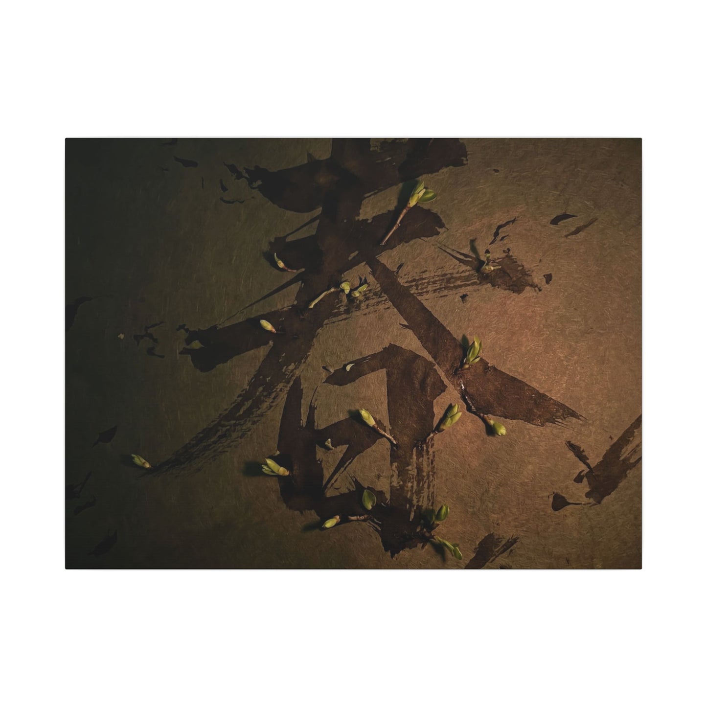 Calligraphy Shadow Zen Canvas Art | Bold Dark Japandi Art Art Print