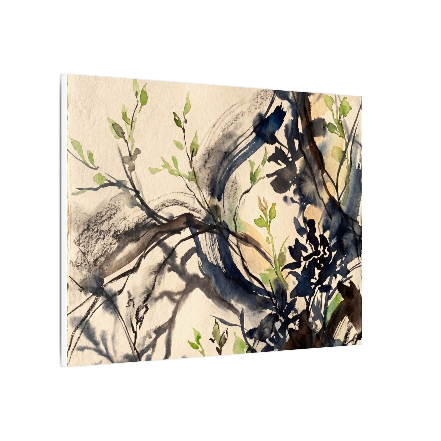 Ma Shadow Play Canvas Art - Dark Japandi Charcoal Ink