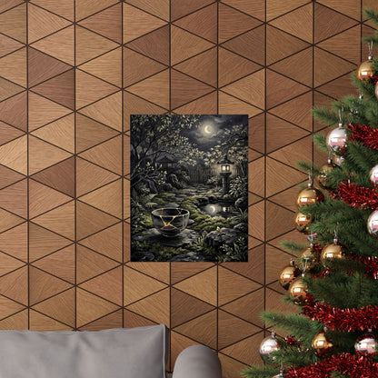 Kintsugi Moonlit Garden in Dappled | Gold Repair Wall Art Print