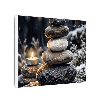River Stones Canvas Art | Winter Japandi Watercolor Art