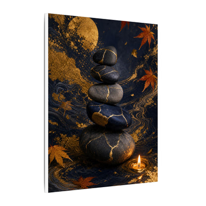 River Stones Autumn Canvas Art | Kintsugi Artful Design