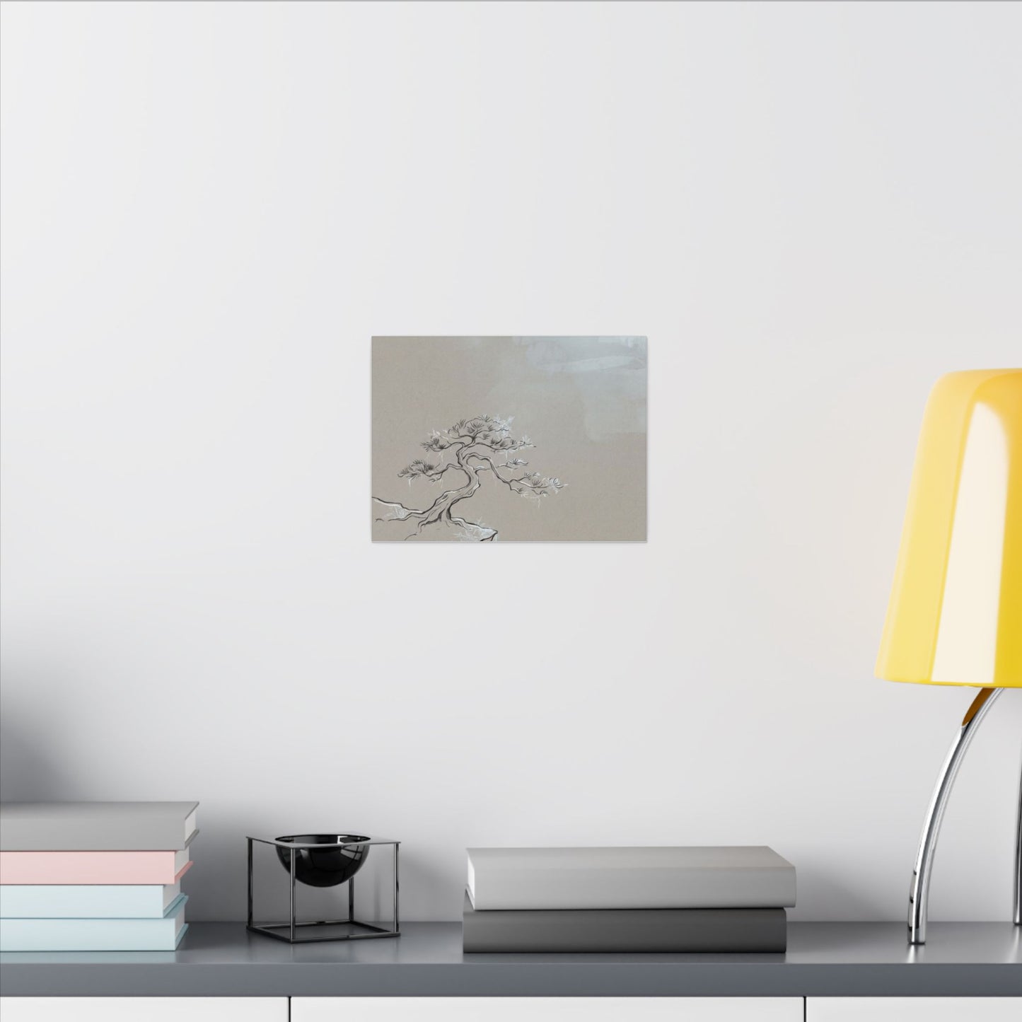 Pine Tree Minimal Line Canvas Art | Warm Japandi Art