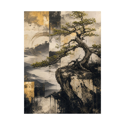 Pine Tree Japanese Pattern Wall Art Print | Cozy Japandi Art