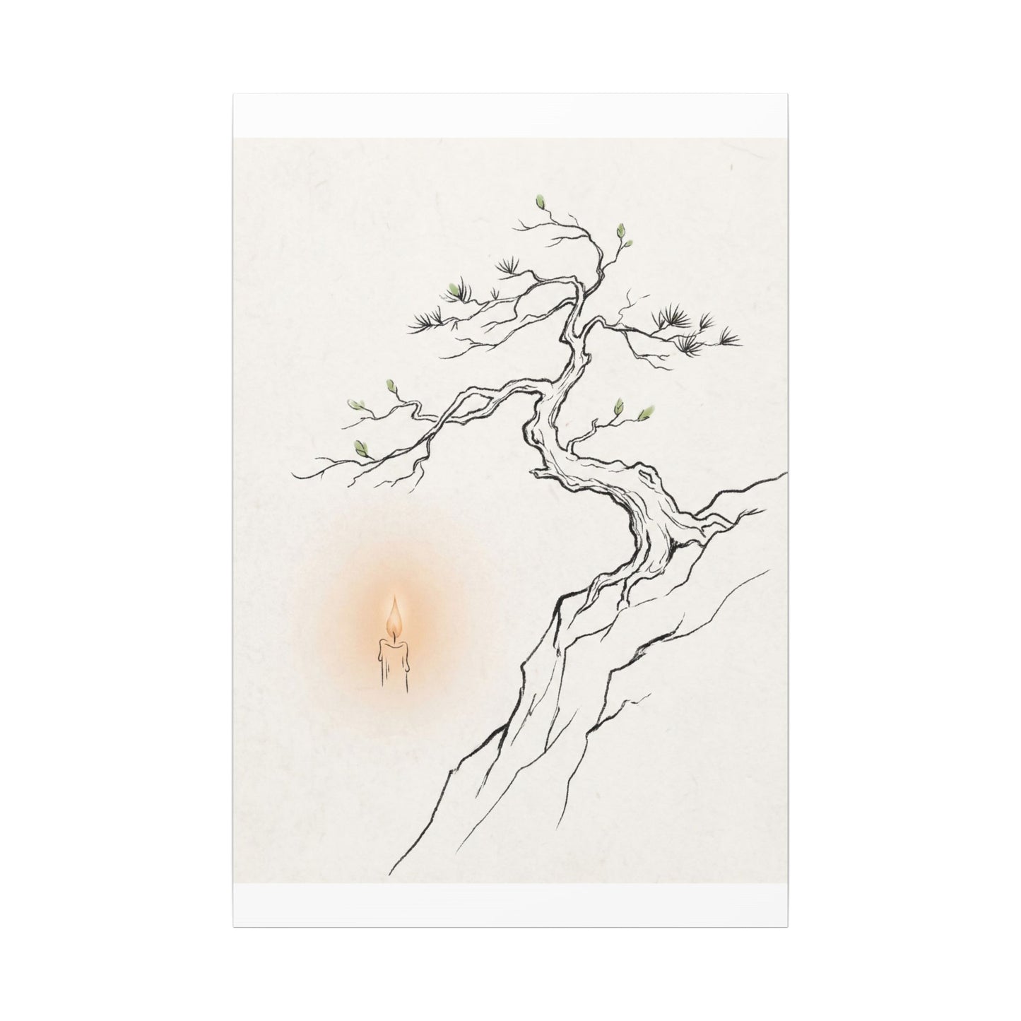 Candlelight Pine Tree Canvas Art - Japandi Shibui