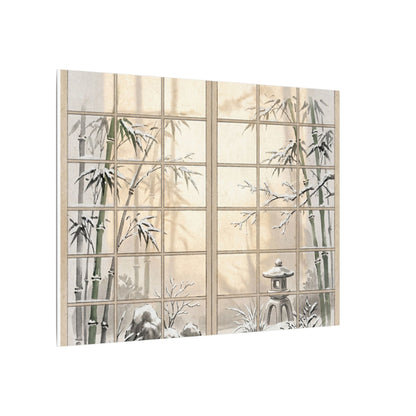 Winter Shoji Screen Sumi E Canvas Art | Tranquil Decor