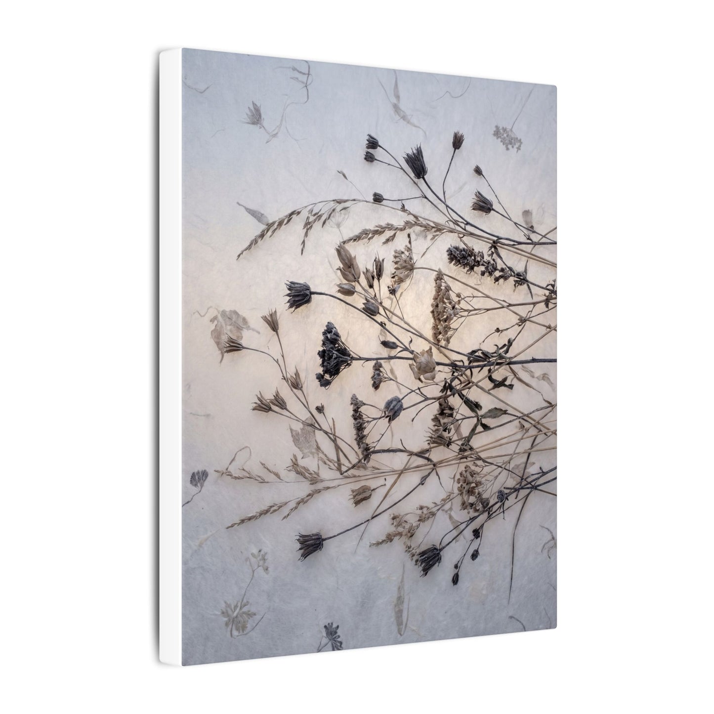 Elegant Dried Flowers Canvas Art - Japanese Pattern Japandi