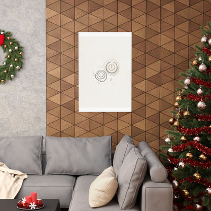 River Stones Minimal Line Wall Art Print | Neutral Japandi Art