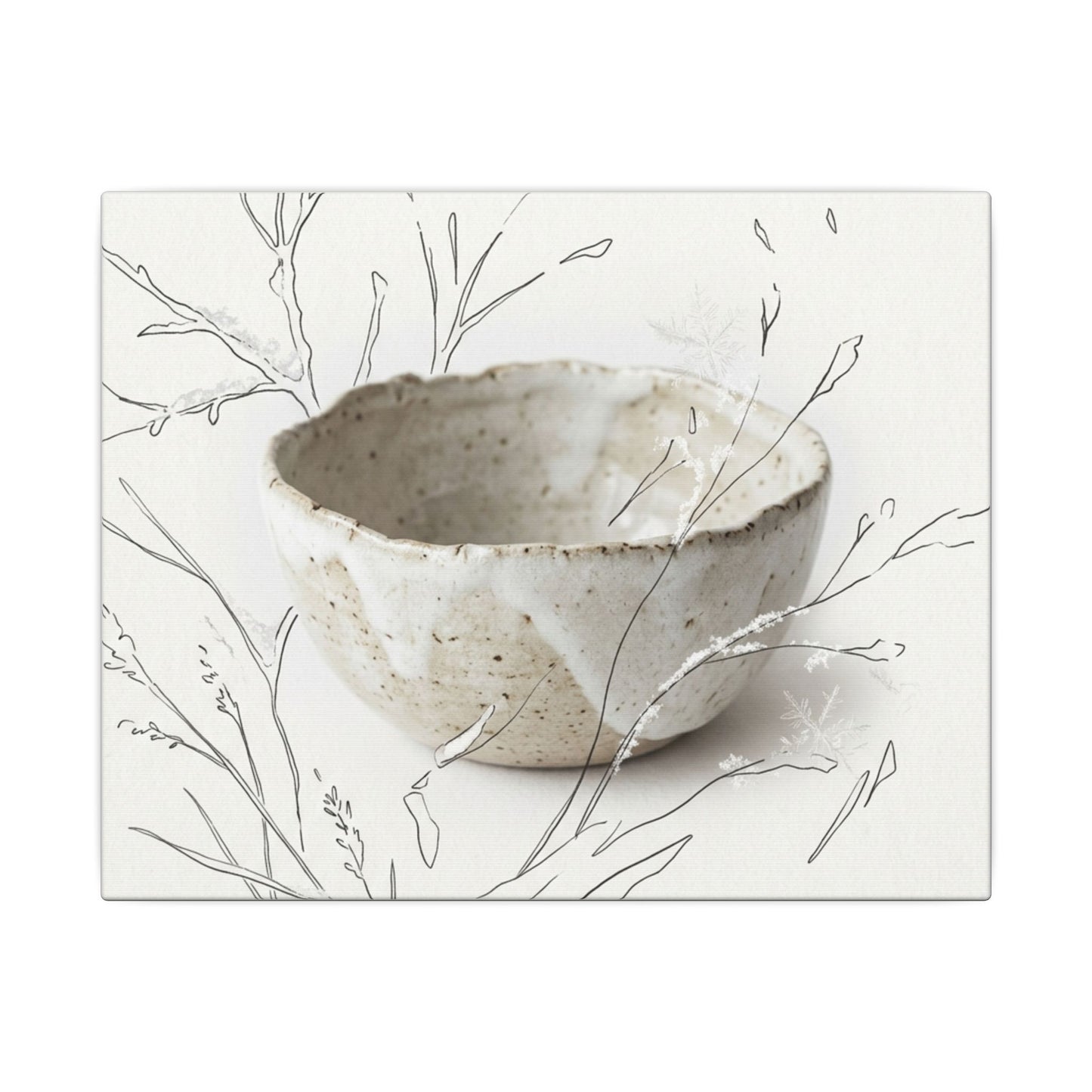 Neutral Ceramic Bowl Canvas Art - Minimal Line Japandi