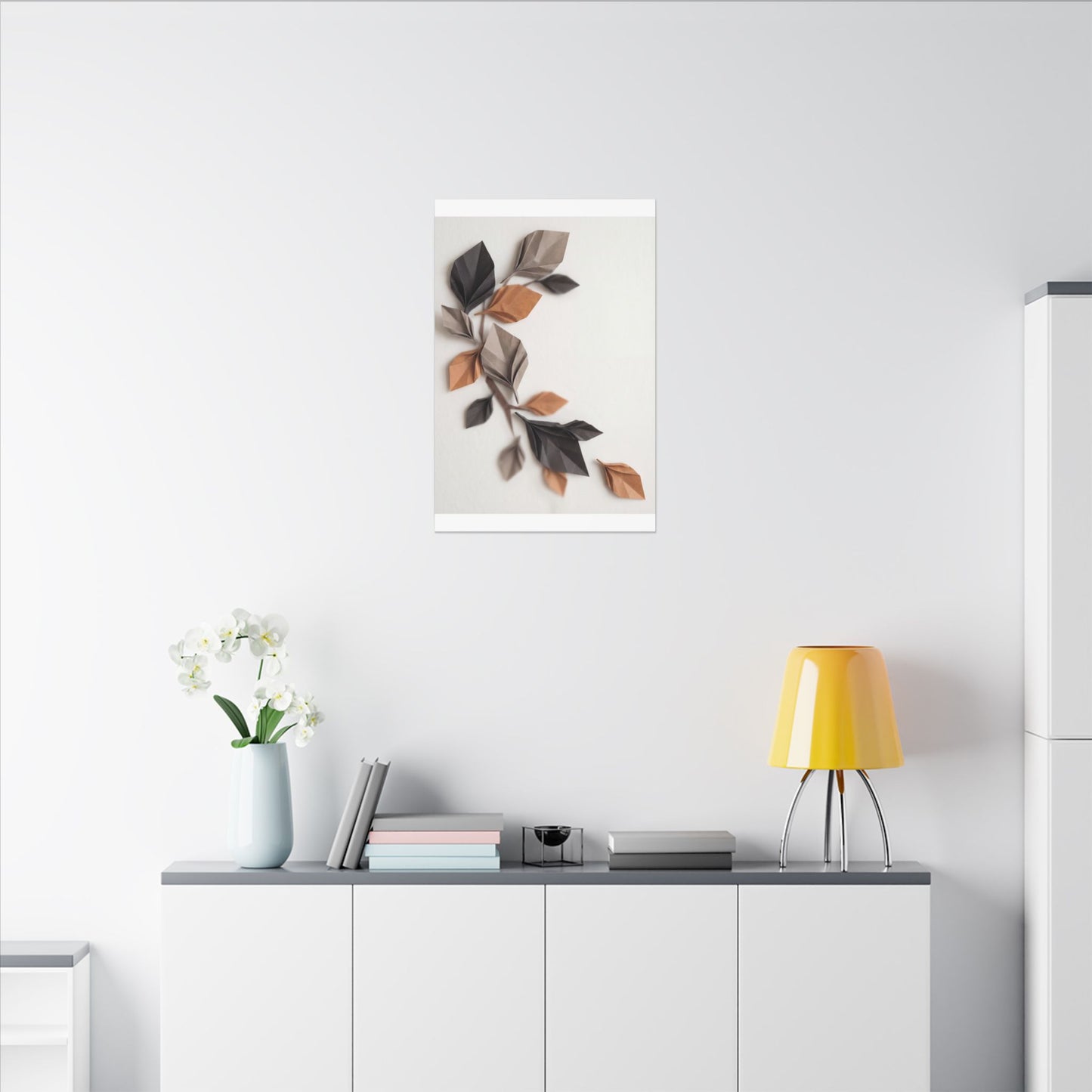 Paper Fold Autumn Canvas Art | Japandi Earthy Design