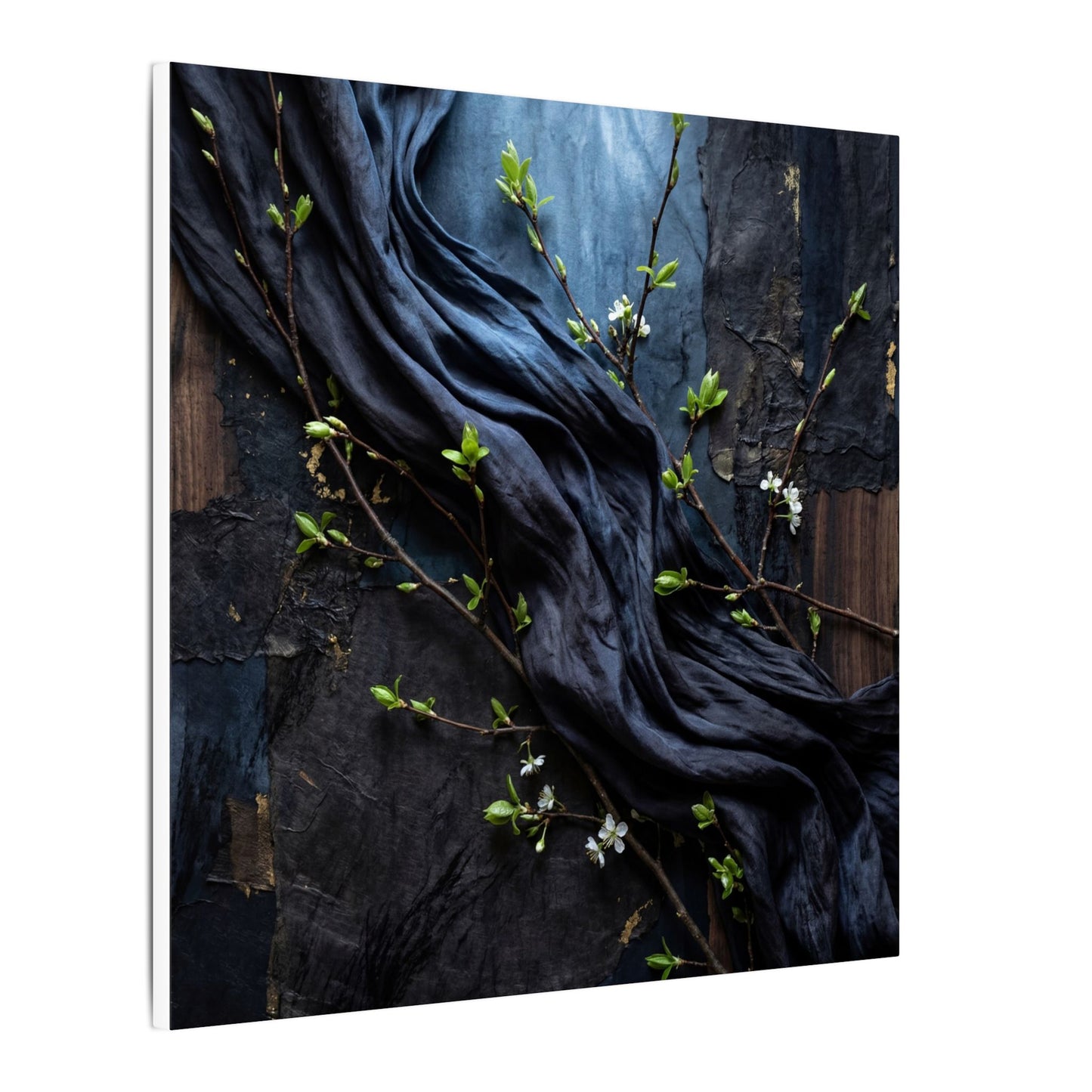 Spring Silk Drape Dark Texture Canvas Art | Atmospheric Decor