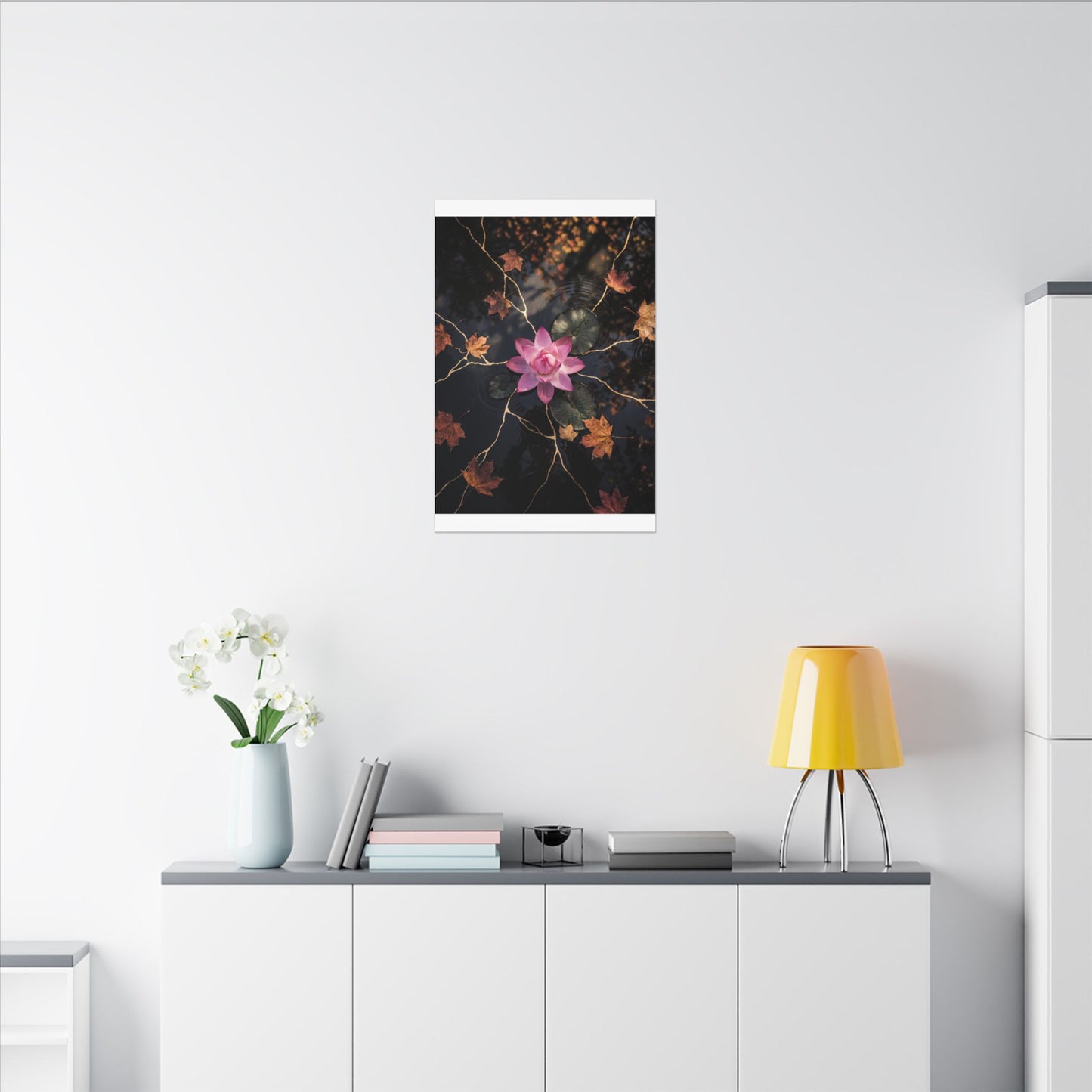 Ma Lotus Flower Canvas Art - Kintsugi Gold Vein