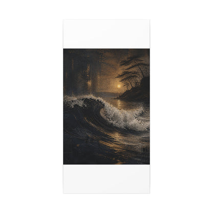 Ocean Wave Dark Texture Canvas Art | Bold Dark Japandi Art