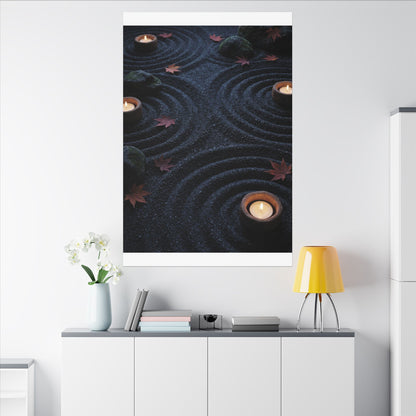 Seijaku Rock Garden Canvas Art - Dark Japandi Dark Texture