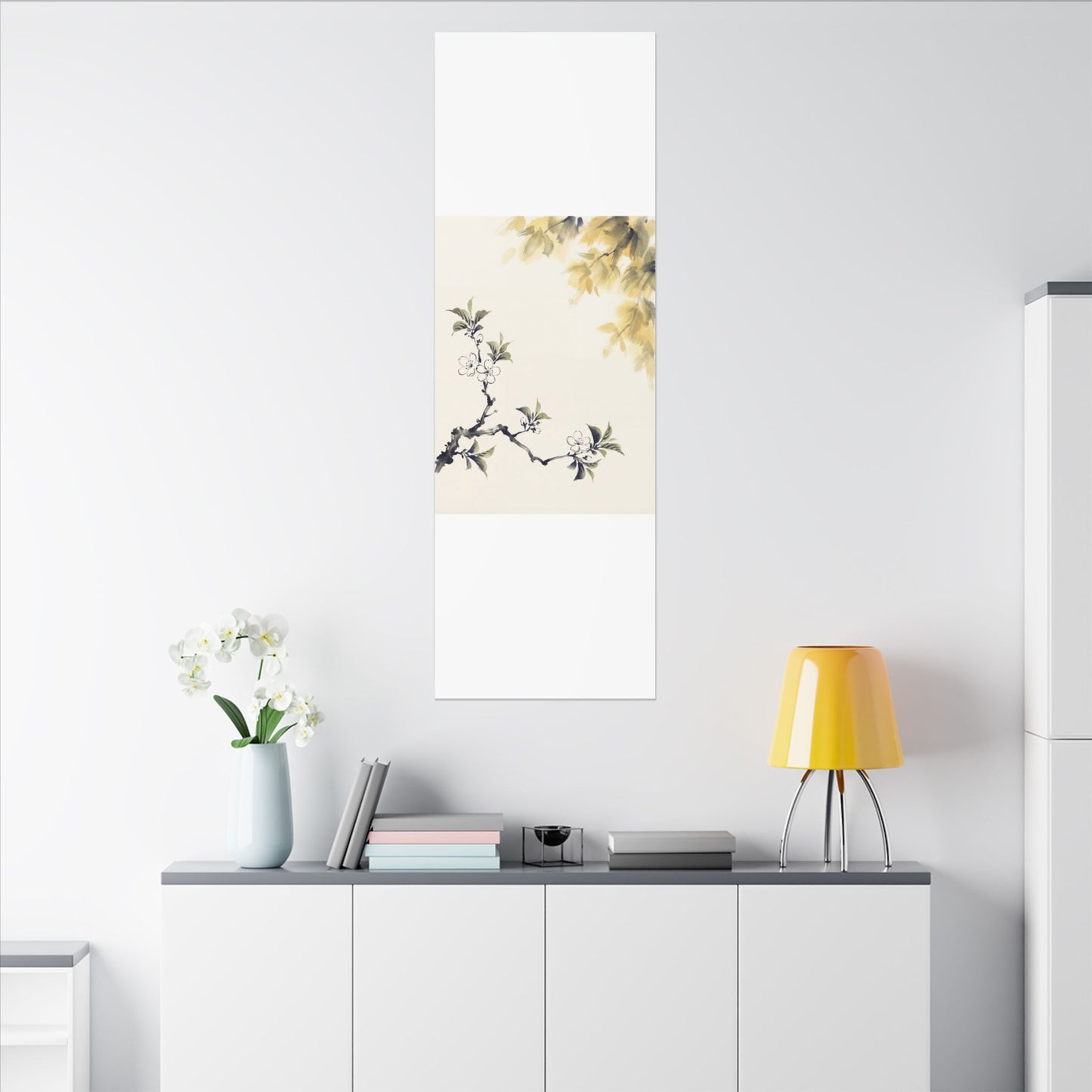 Kanso Cherry Blossom Canvas Art - Zen Sumi E